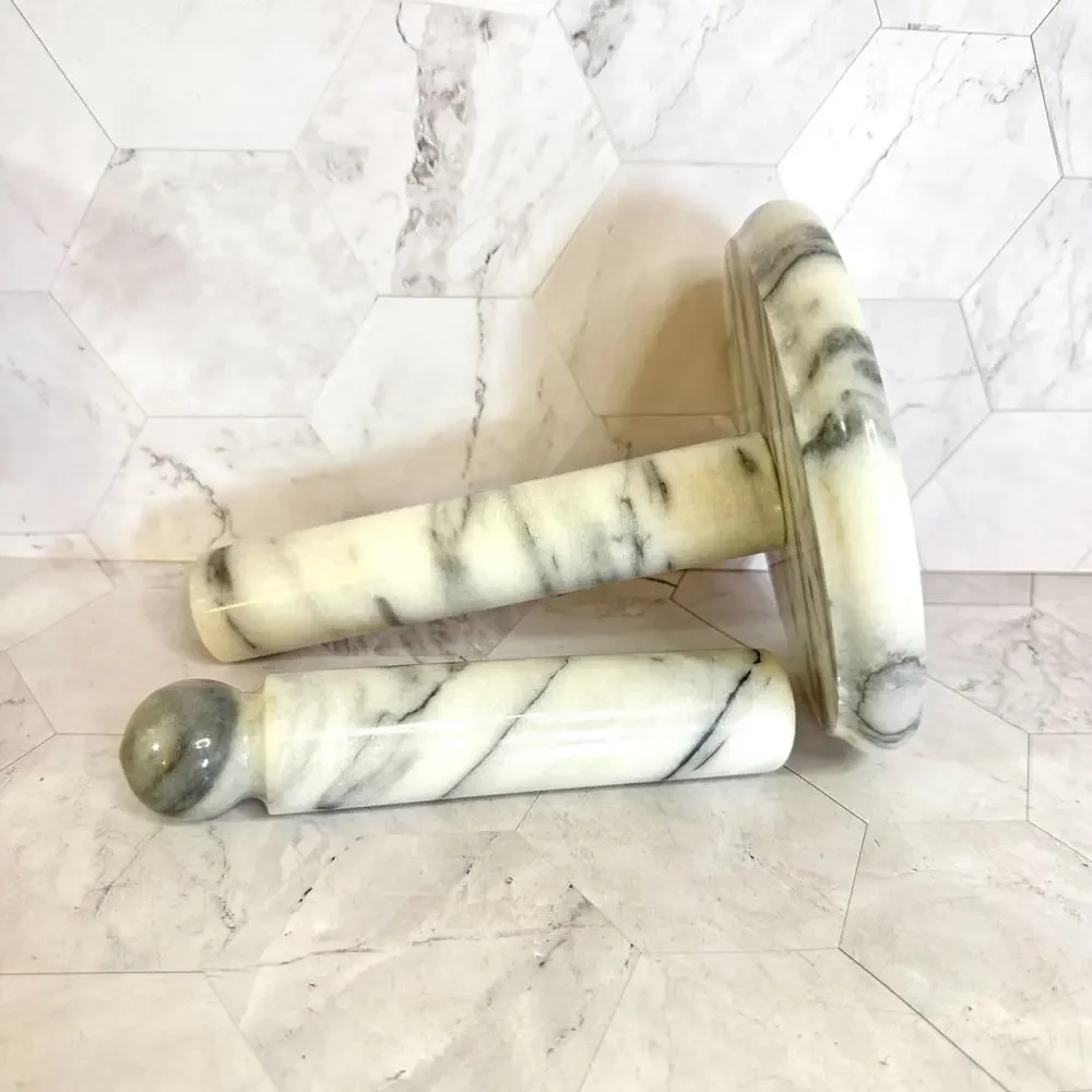 Vintage Marble Paper Towel Holder Freestanding White Gray 13